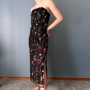Lulu's Black Maxi Dress with Floral Embroidery